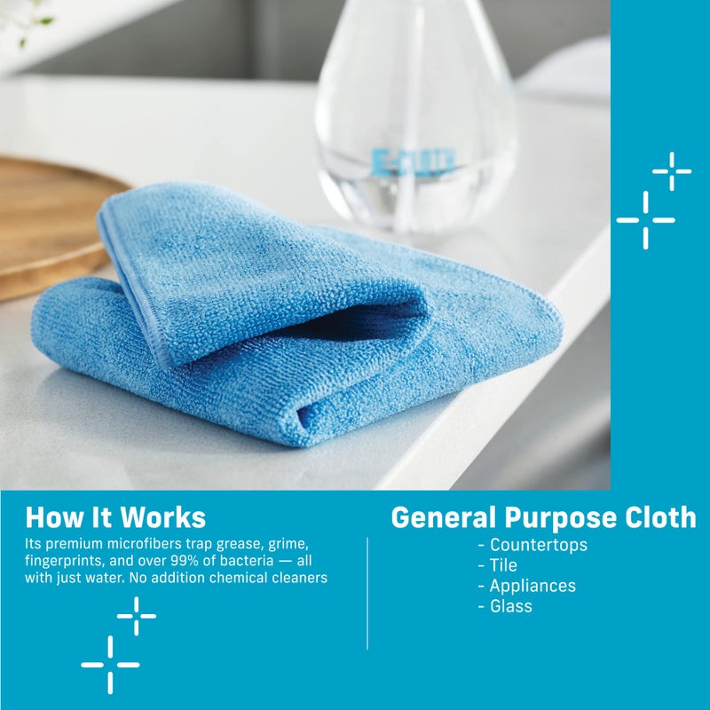 E-Cloth Microfiber Cloth, World's Leading Premium Microfiber Cleaning Cloth, Twice as Durable as Competition, 1 Year Guarantee, Ideal for Kitchen, Countertops, Sinks, and Bathrooms, Blue, 4 Pack - Image 2